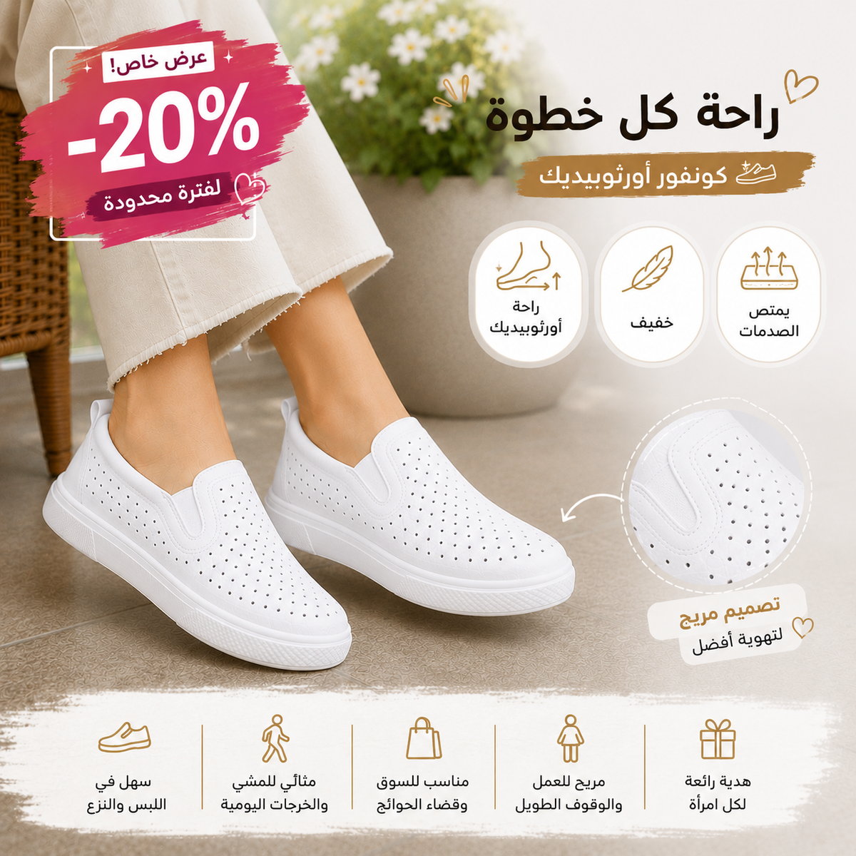 👟 Chaussures Confort Orthopédique Blanc