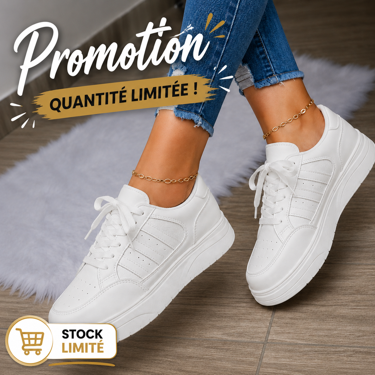 Baskets Femme Élégance – Confort & Style au Quotidien ✨ Blanc